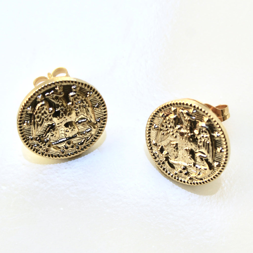 Signature Gold Navy Post Earrings