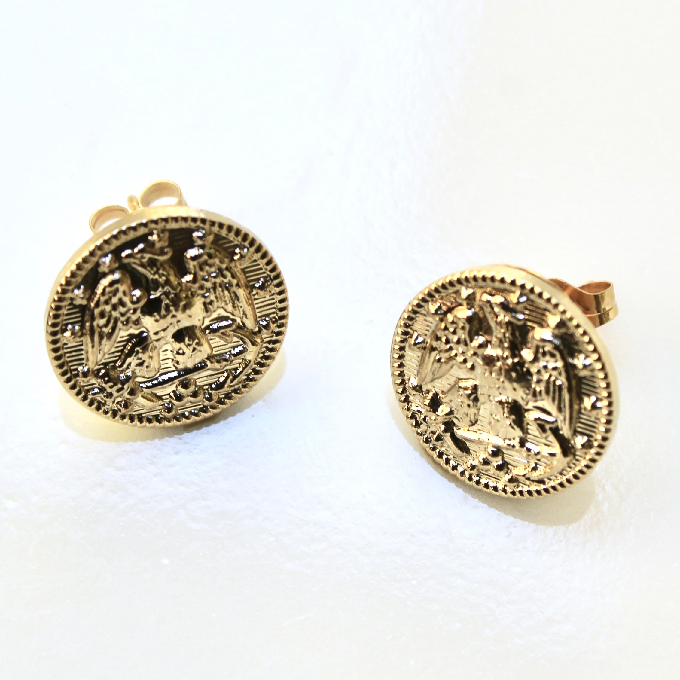 Signature Gold Navy Post Earrings