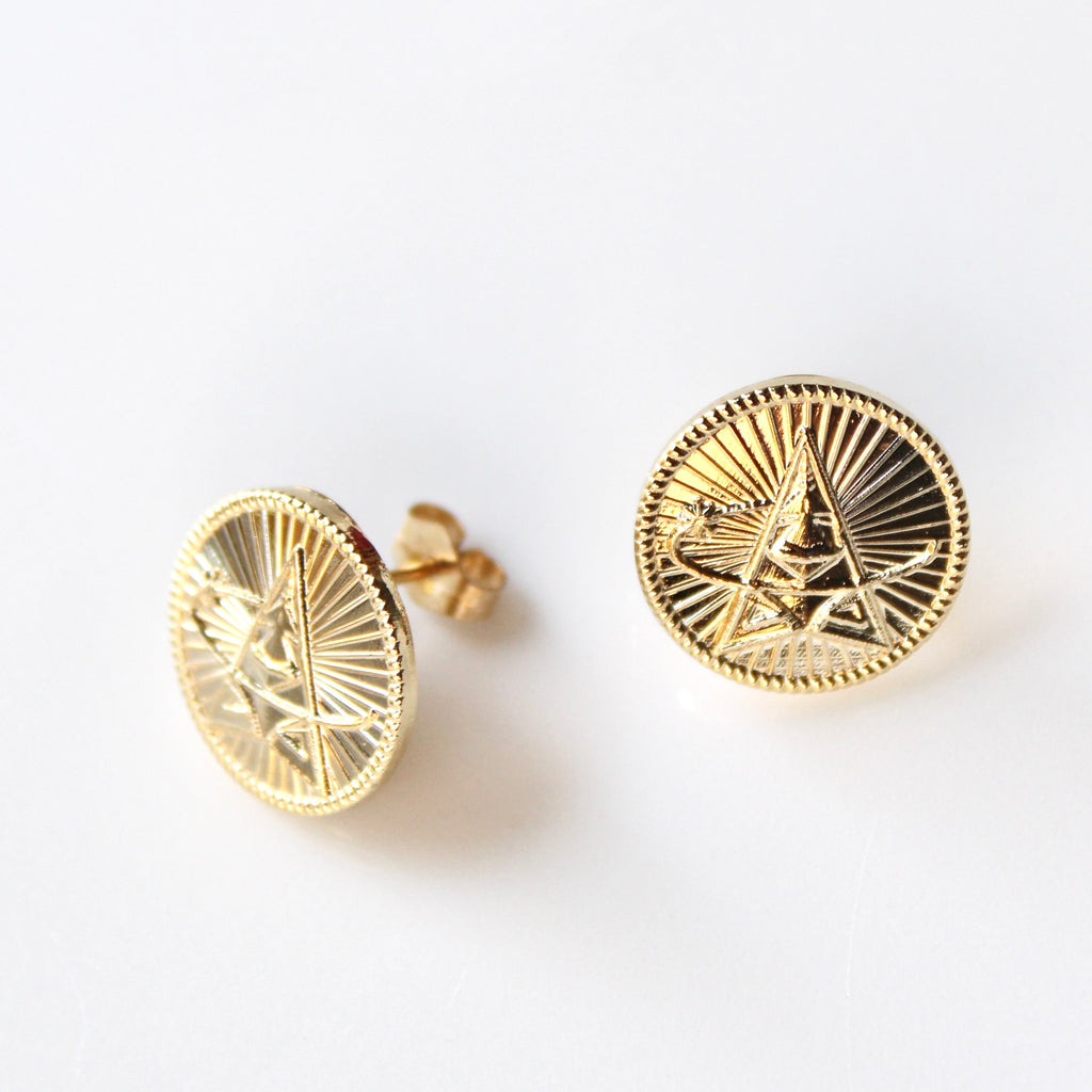 Signature Gold Space Force Post Earrings