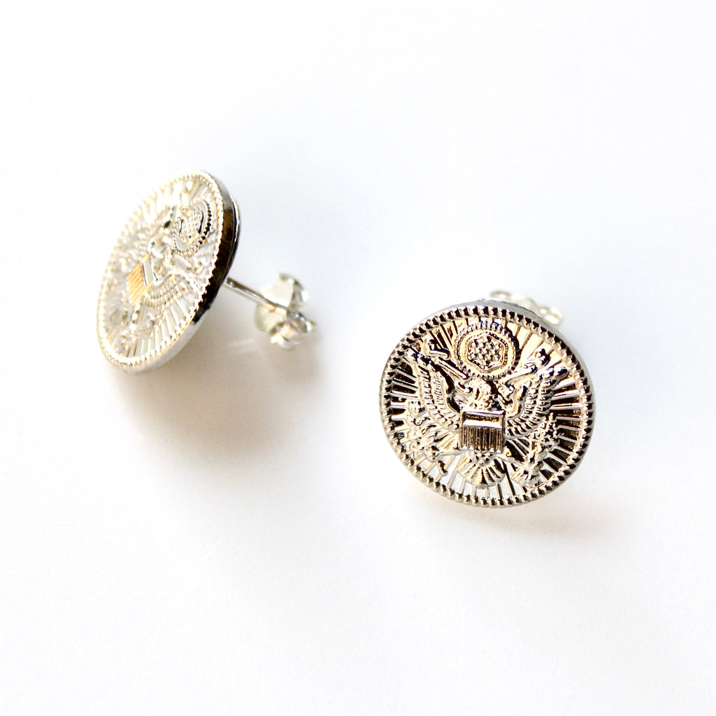 Signature Silver Army Post Earrings