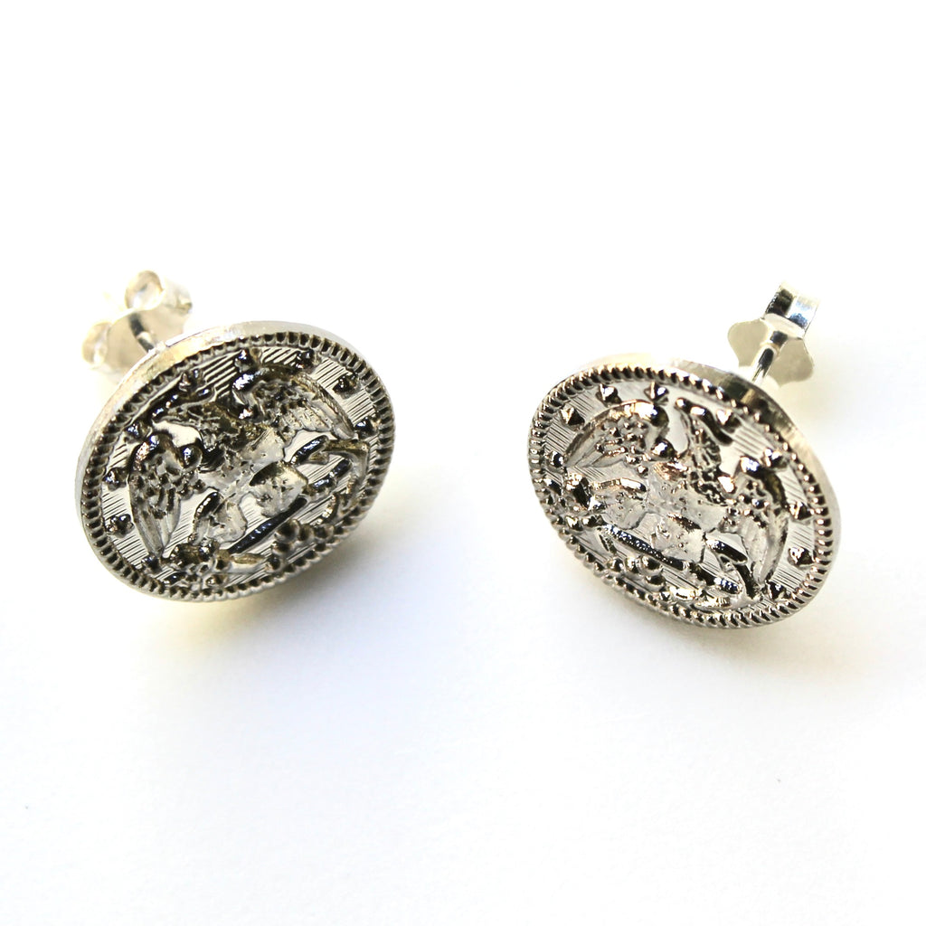 Signature Silver Navy Post Earrings