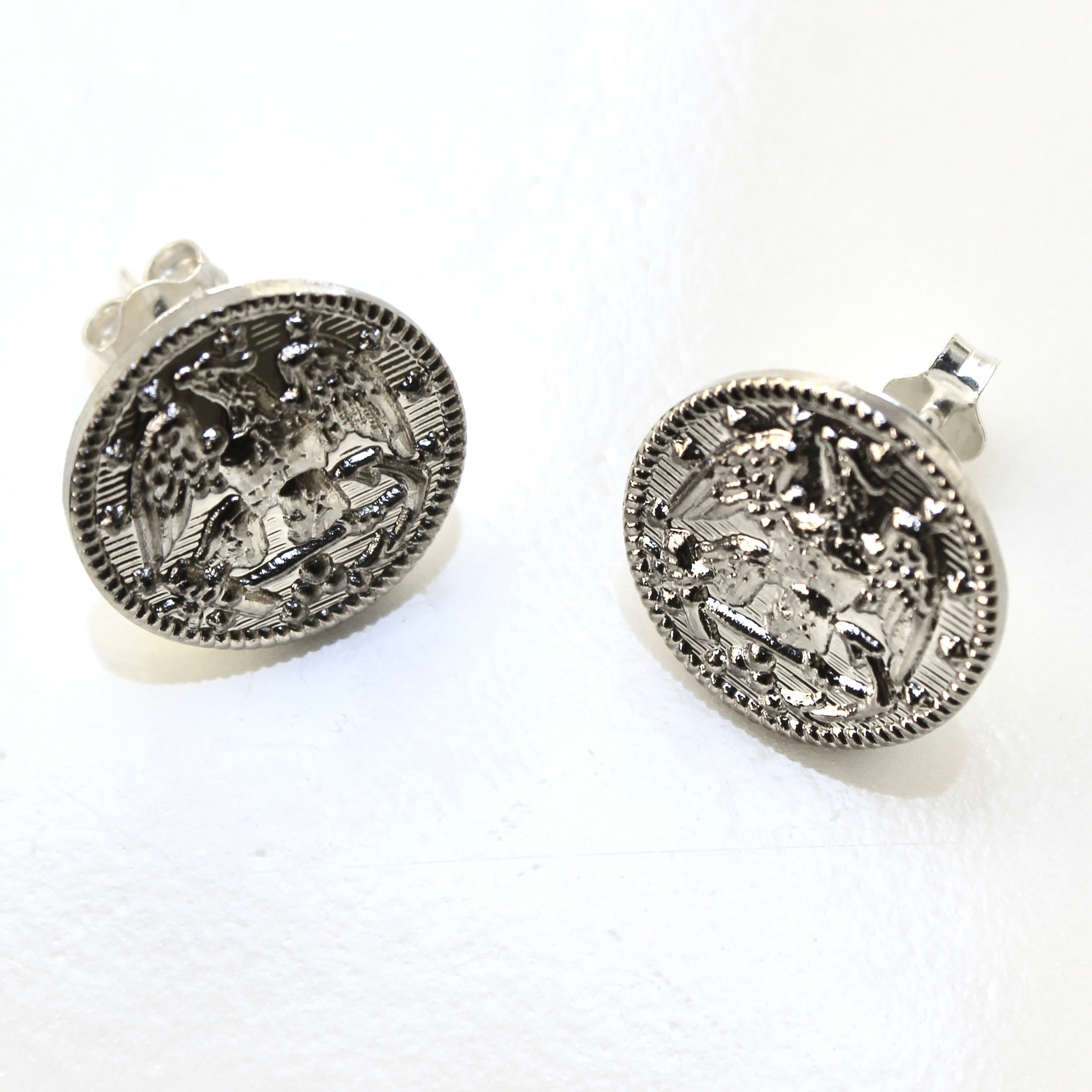 Signature Silver Navy Post Earrings