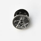 Metallic triangle design on a white background