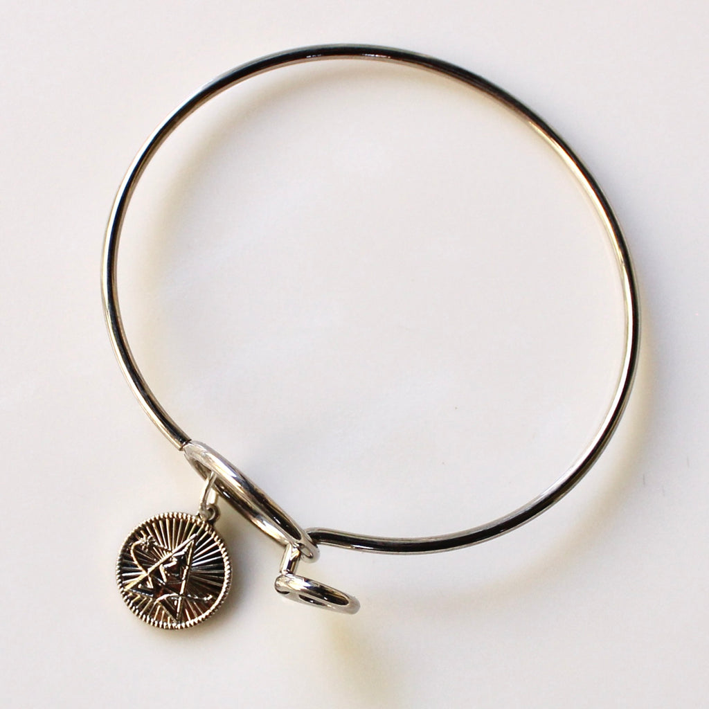 Signature Space Force Silver Memory Wire Bracelet