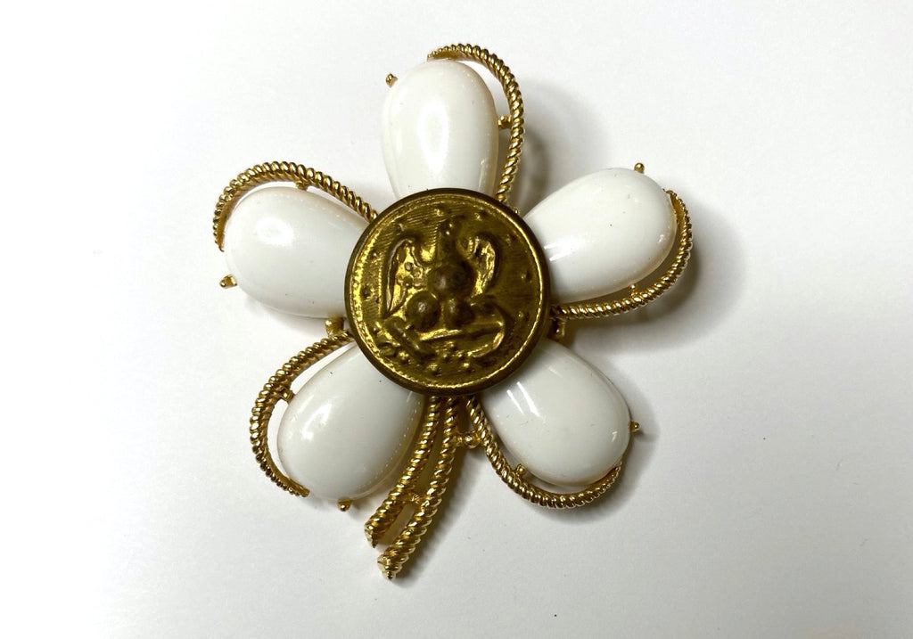 Navy Button Vintage Brooch BR373