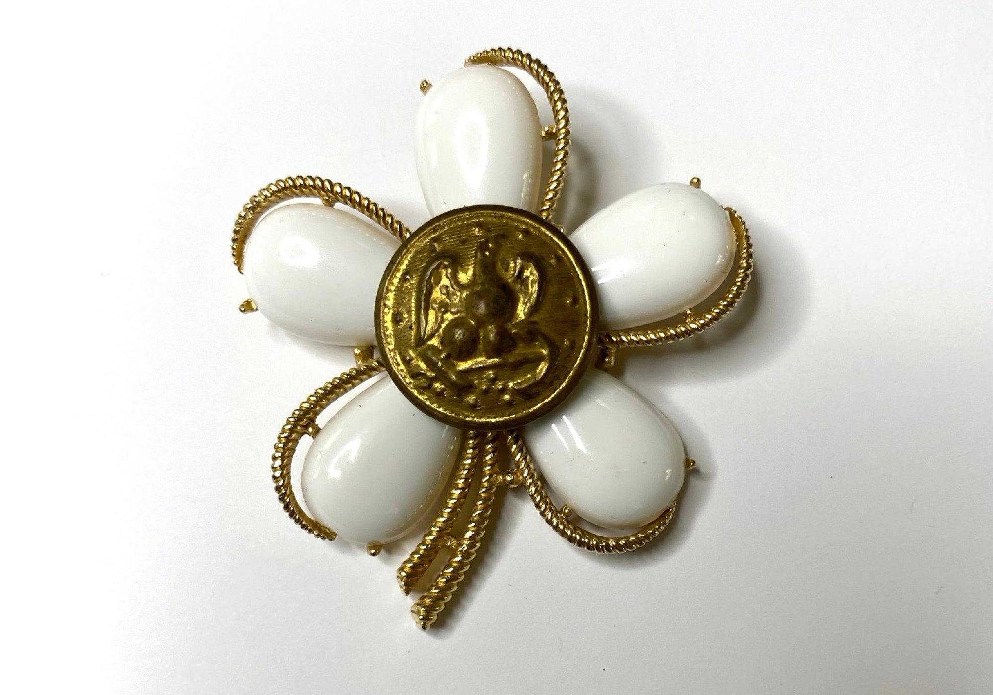 Navy Button Vintage Brooch BR373