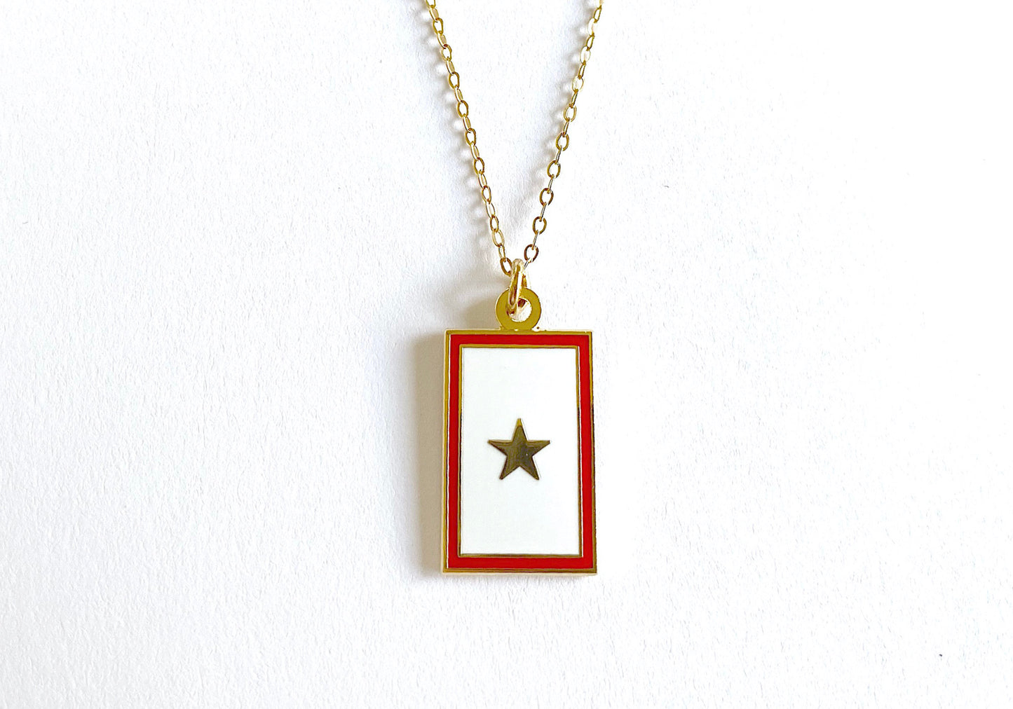 Gold Star Banner Charm Necklace