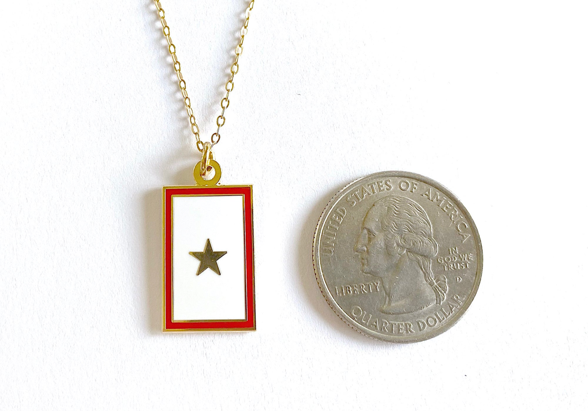 Gold Star Banner Charm Necklace
