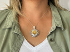 Coast Guard Button Necklace - Large Silver Rhinestone Pendant