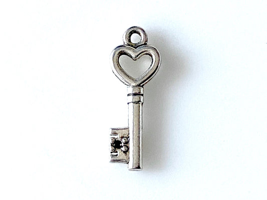 Jewelry Bar | Heart Key Pewter Charm