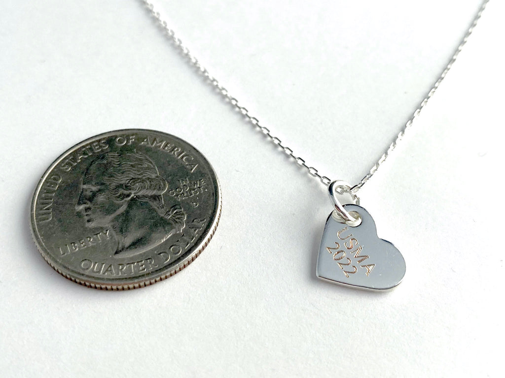 USMA Class of 2022 Silver Heart Charm Necklace BR525
