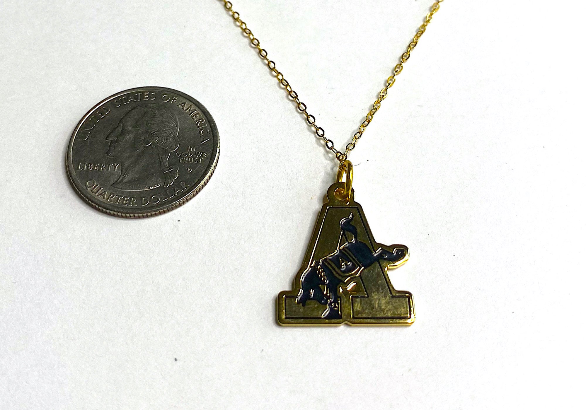 West Point USMA Army Gold A Charm Necklace