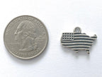 American Flag U.S. Map Sterling Silver Charm