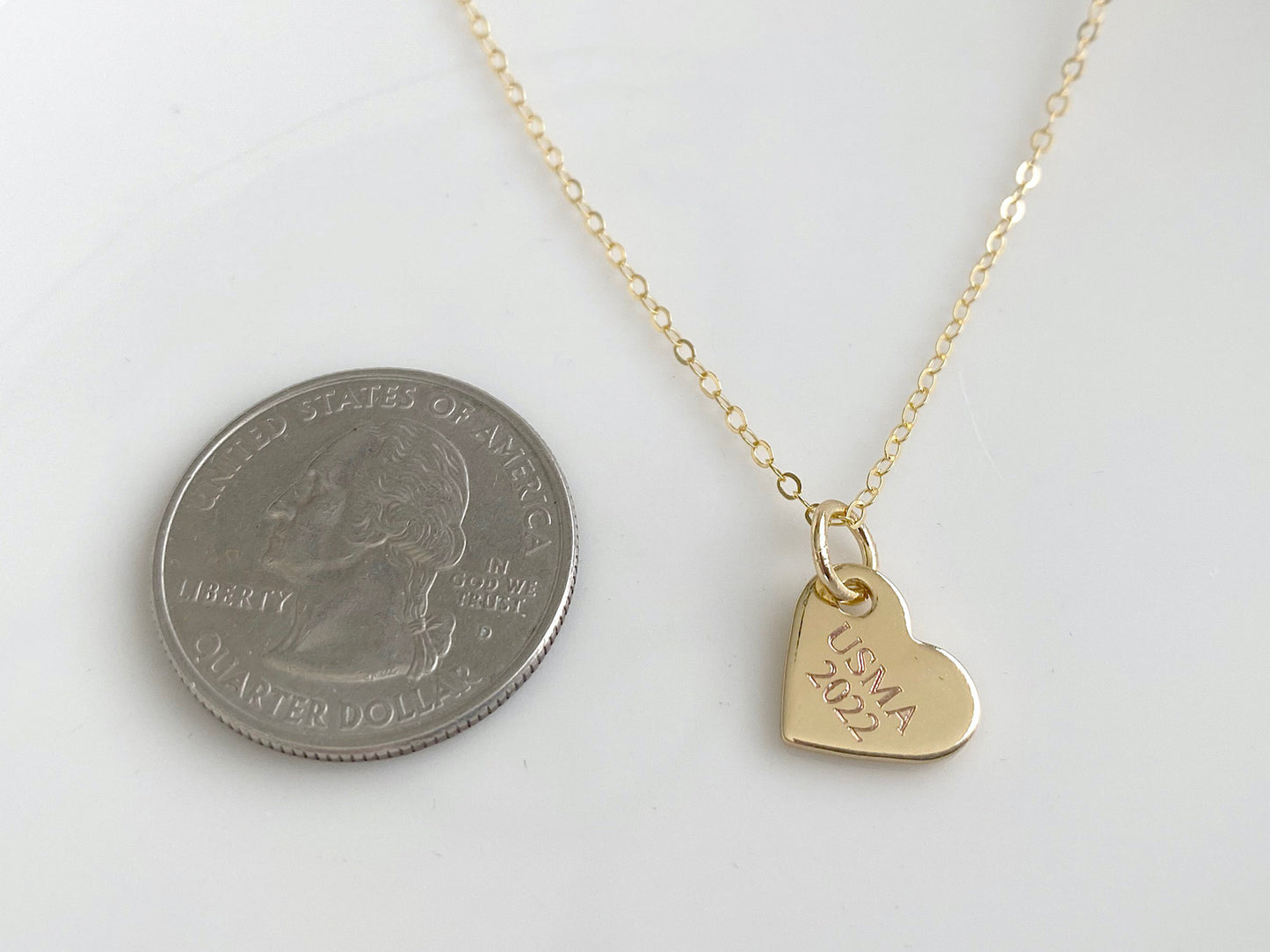 Jewelry Bar | USMA Class of 2022 Engraved Heart in Gold Charm