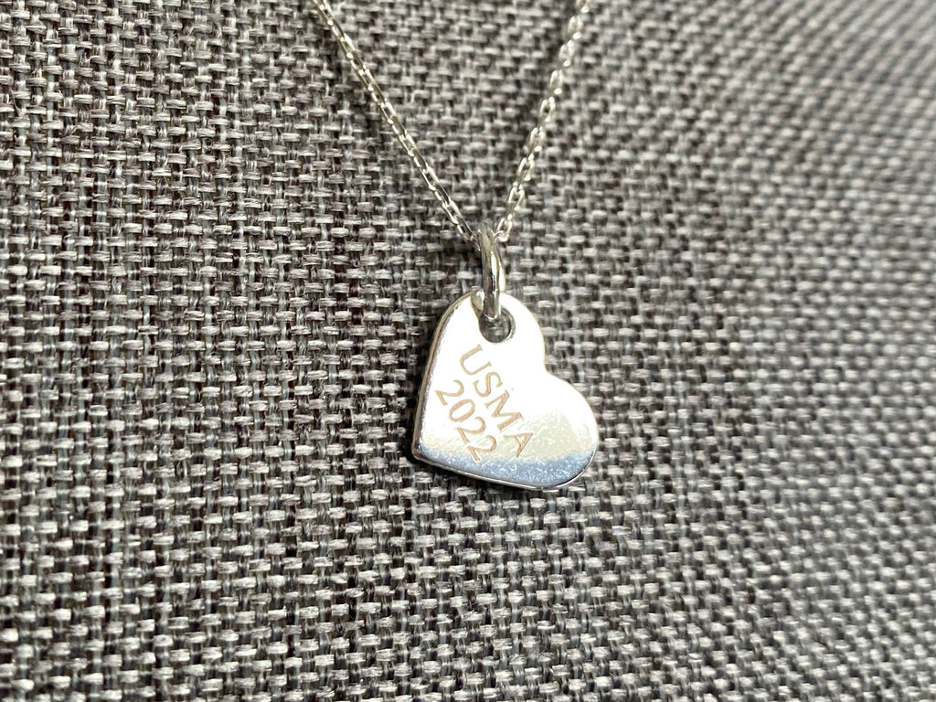 USMA Class of 2022 Silver Heart Charm Necklace BR525