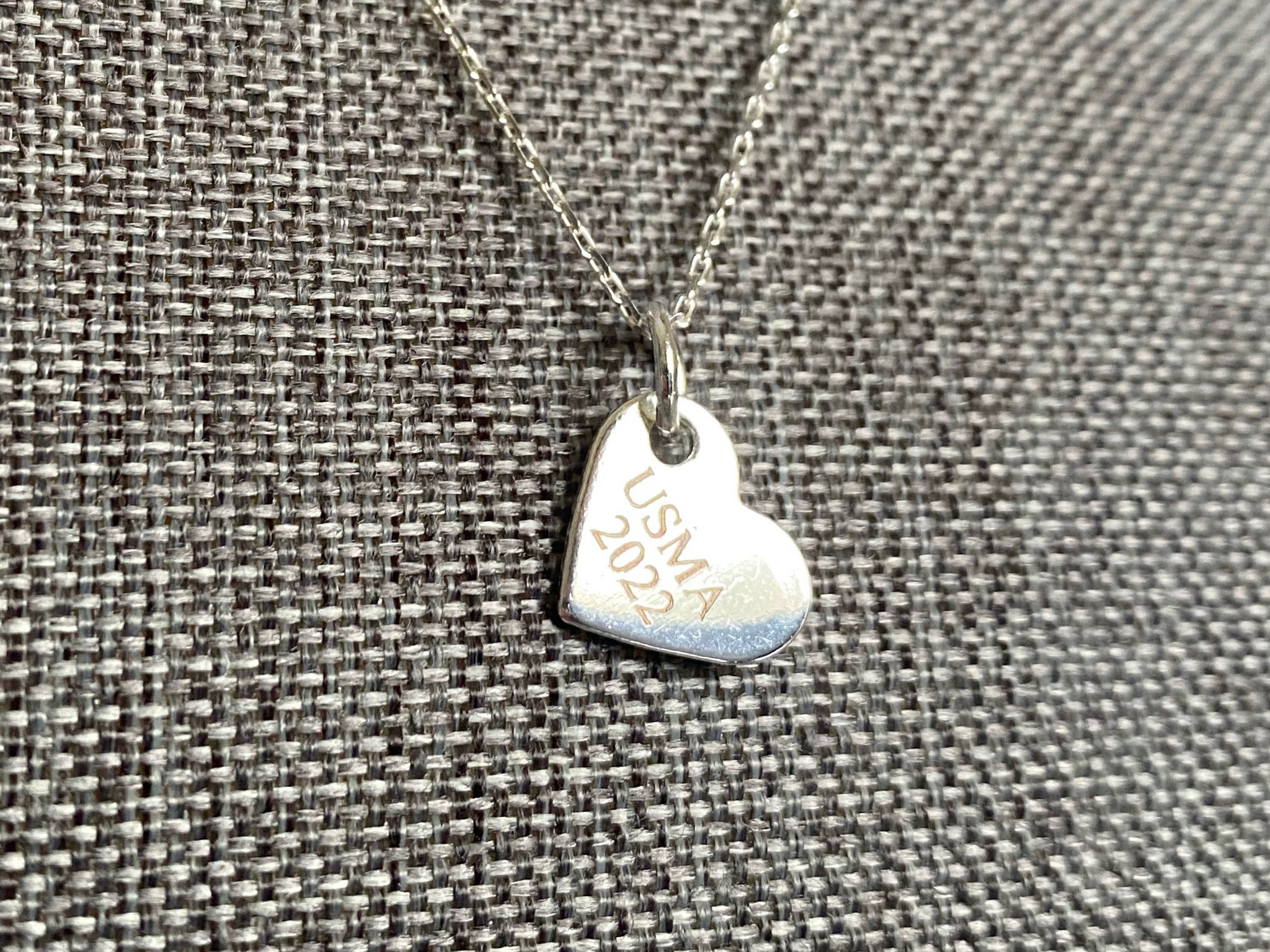USMA Class of 2022 Silver Heart Charm Necklace BR525