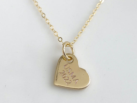 USMA Class of 2022 Gold Heart Charm Necklace BR526
