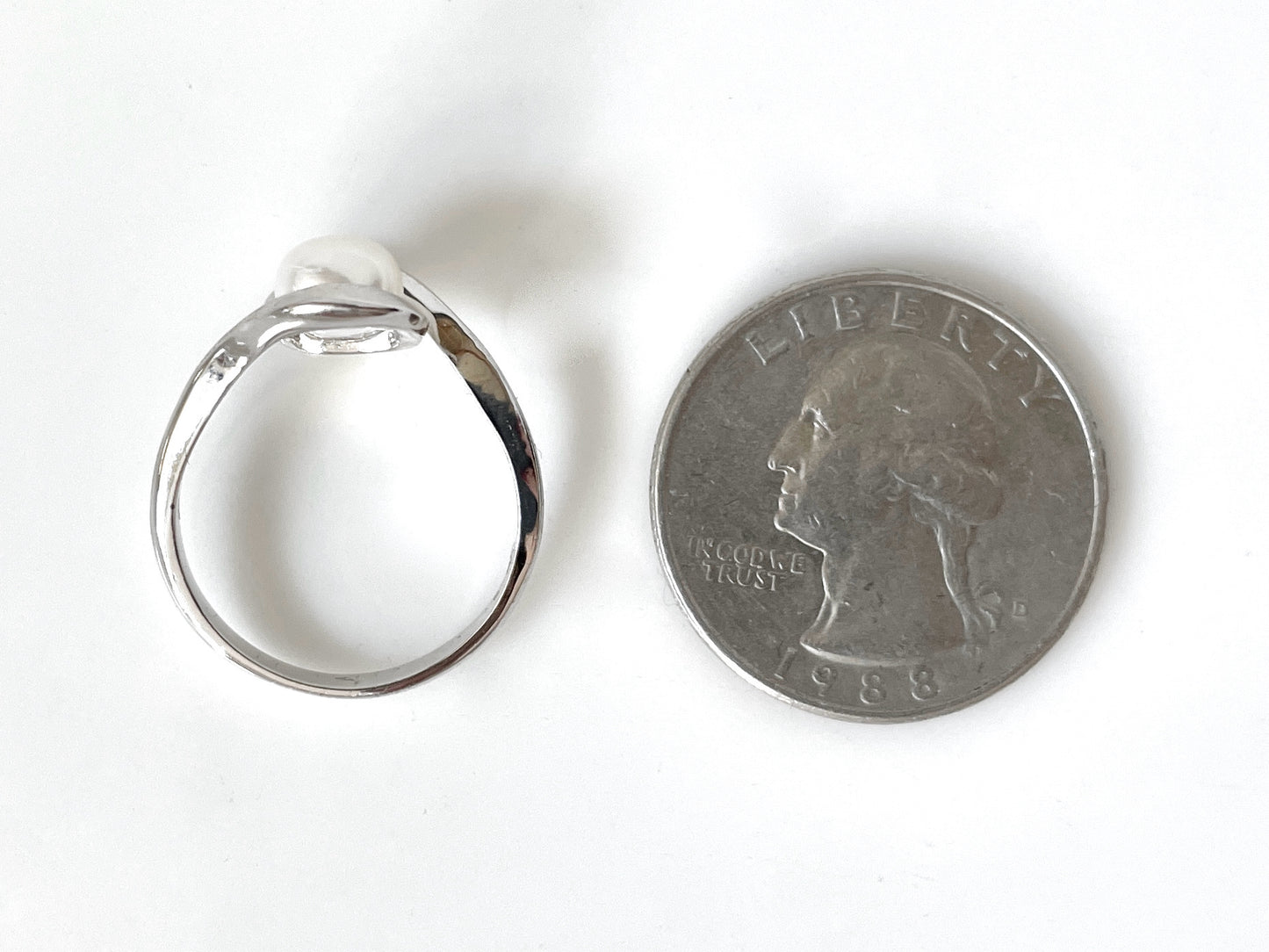 Swirl Sterling Silver Pearl Ring