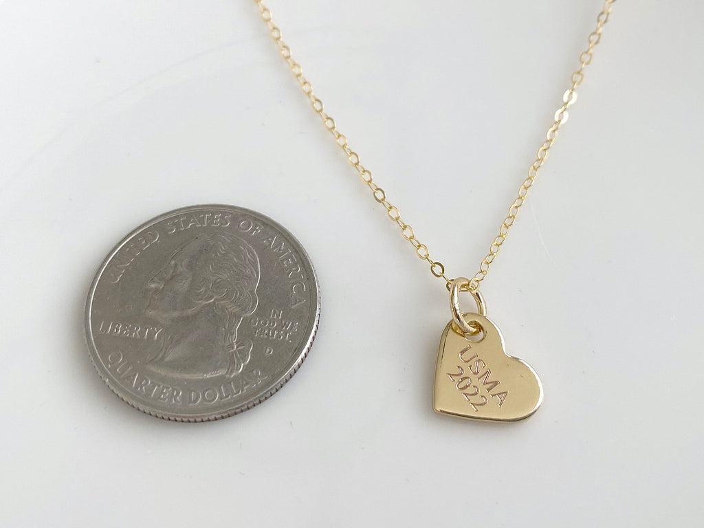 USMA Class of 2022 Gold Heart Charm Necklace BR526