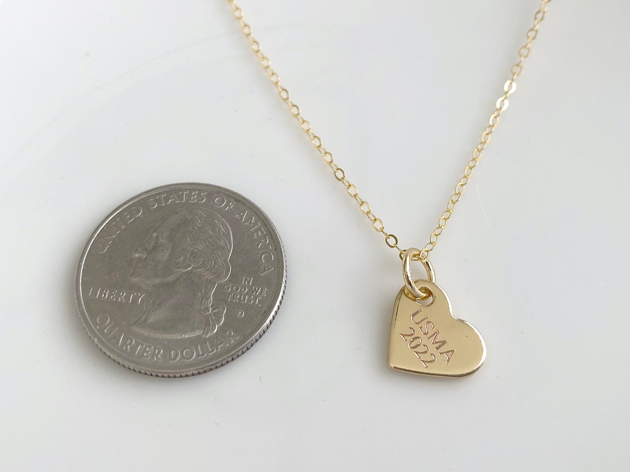 USMA Class of 2022 Gold Heart Charm Necklace BR526