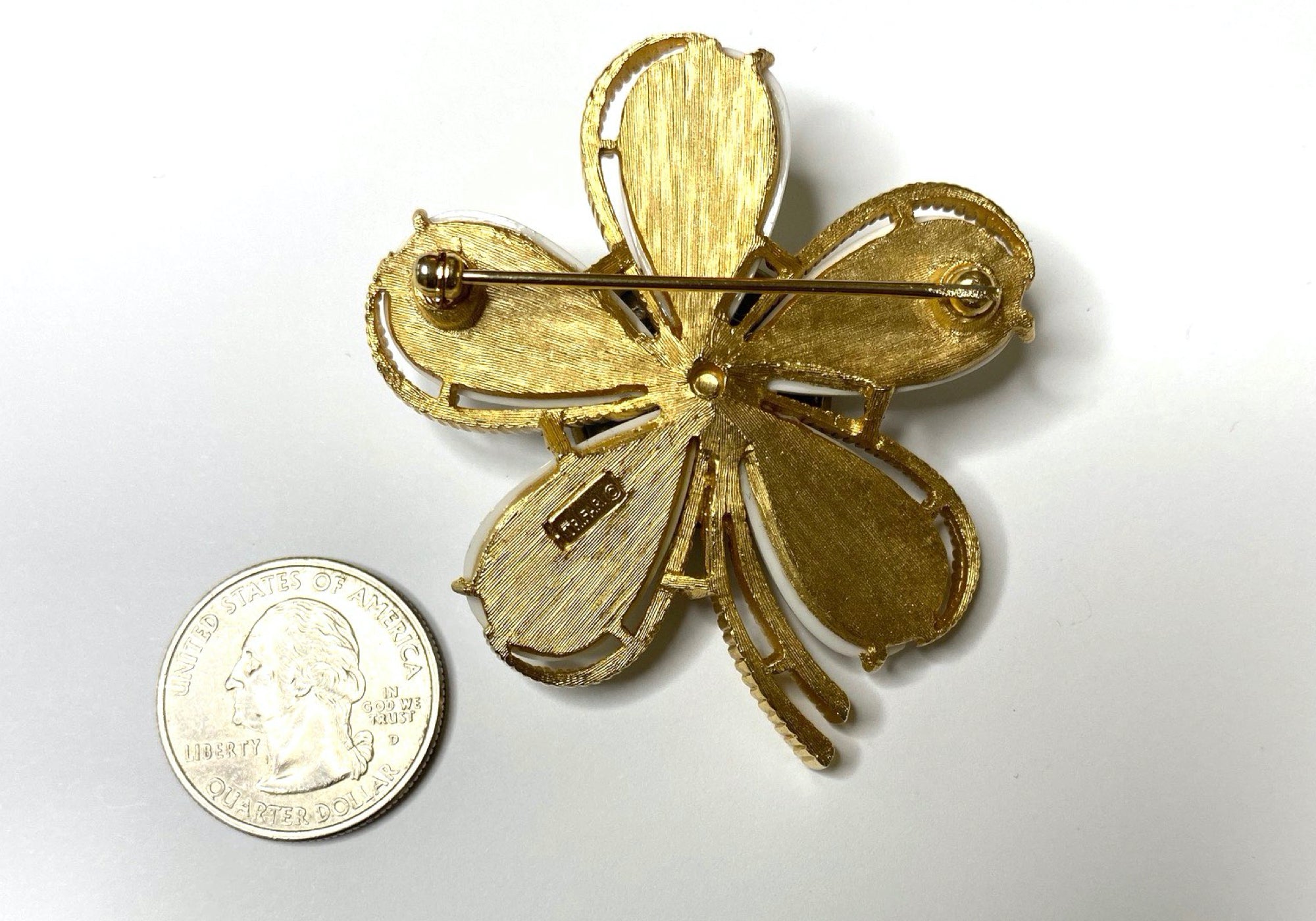 Navy Button Vintage Brooch BR373