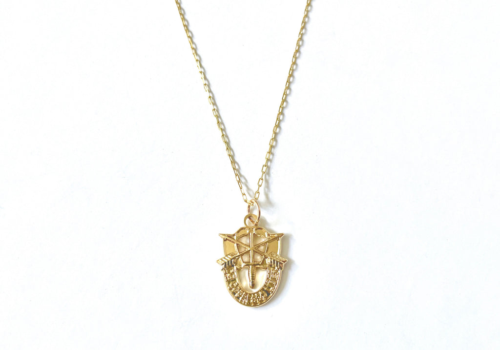 US Army Special Forces 'De Oppresso Liber' (DOL) Gold Charm Necklace