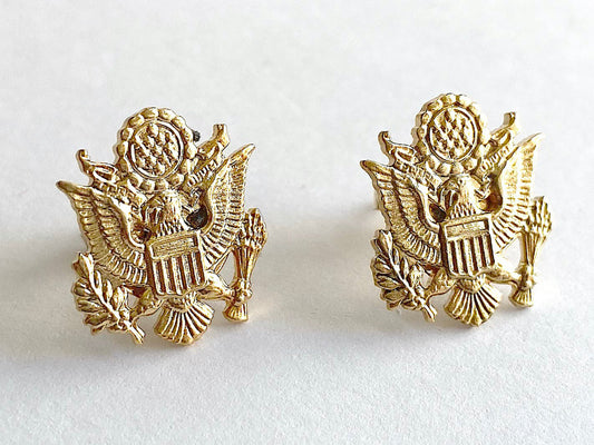 Patriotic Eagle Gold Post Earrings