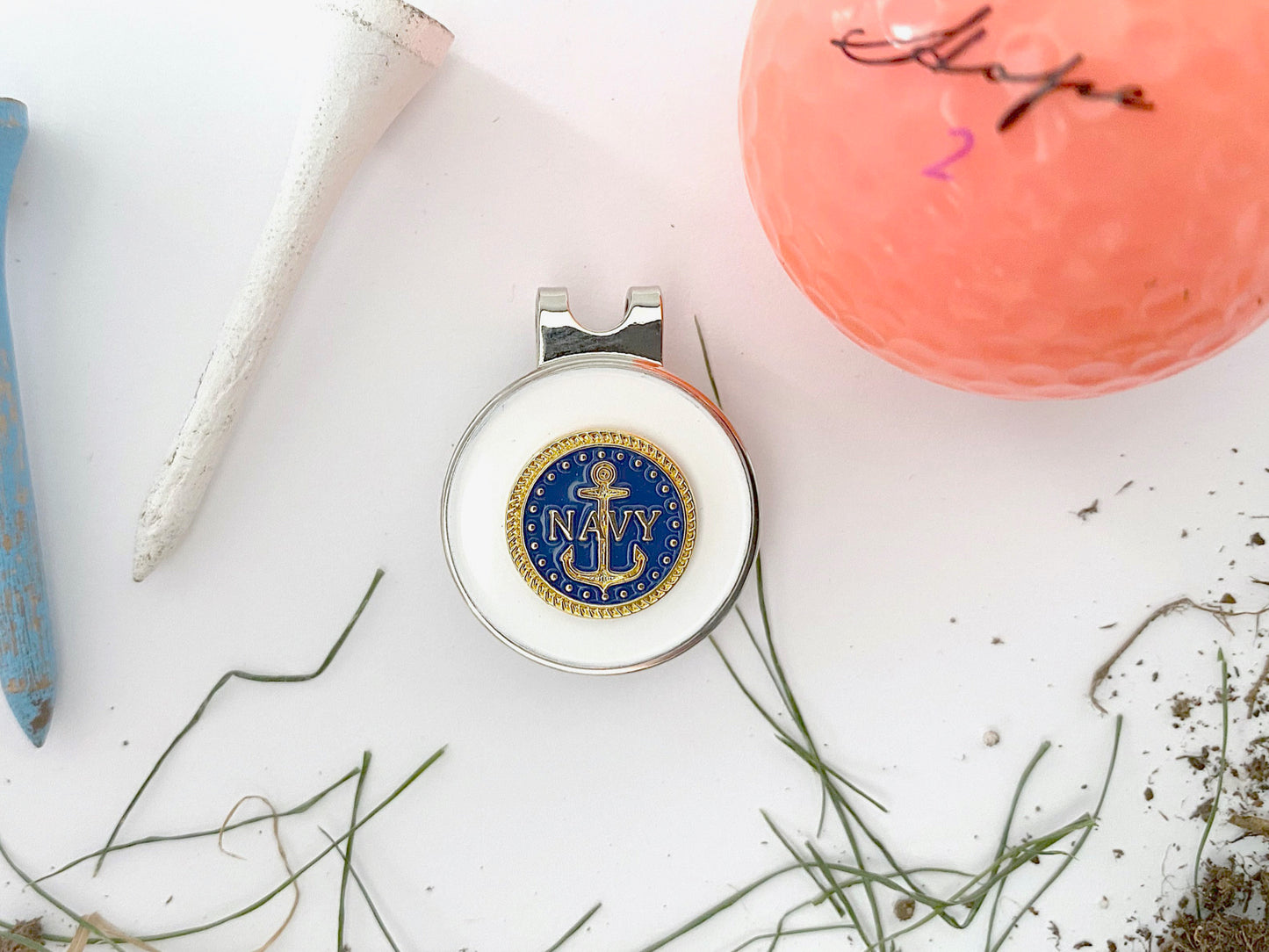 Navy Golf Hat Clip and Ball Marker