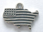 American Flag U.S. Map Sterling Silver Charm