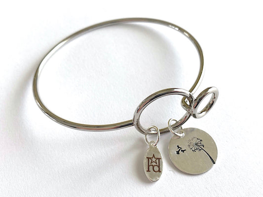 Dandelion Silver Bangle Bracelet