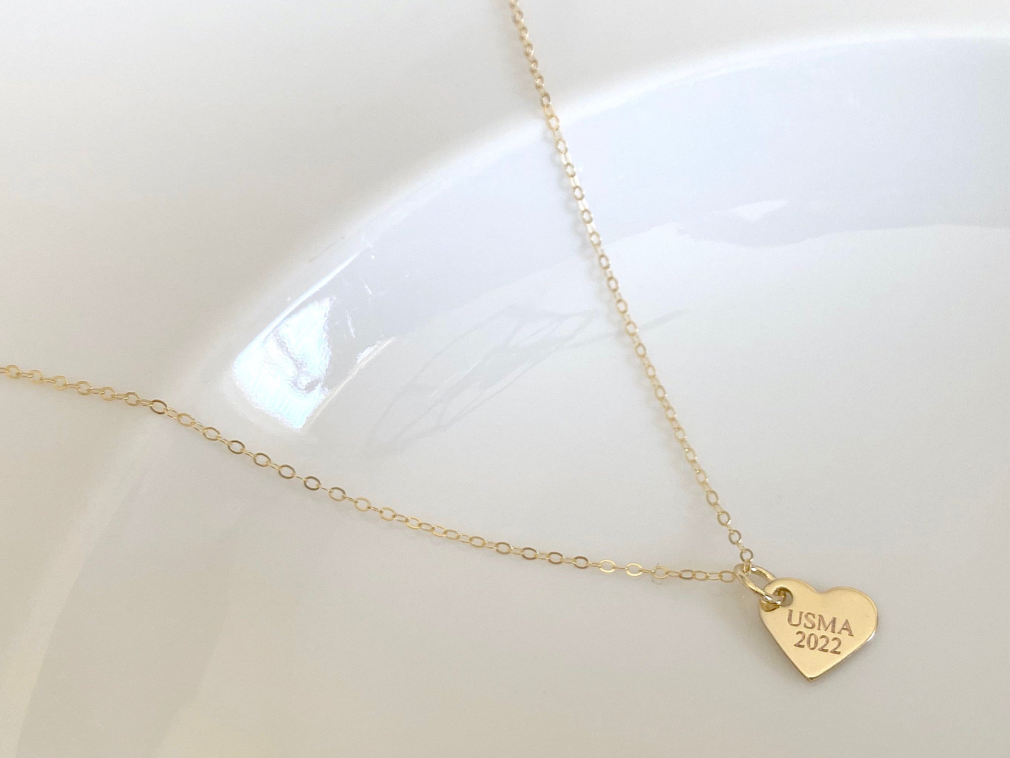 USMA Class of 2022 Gold Heart Charm Necklace BR526
