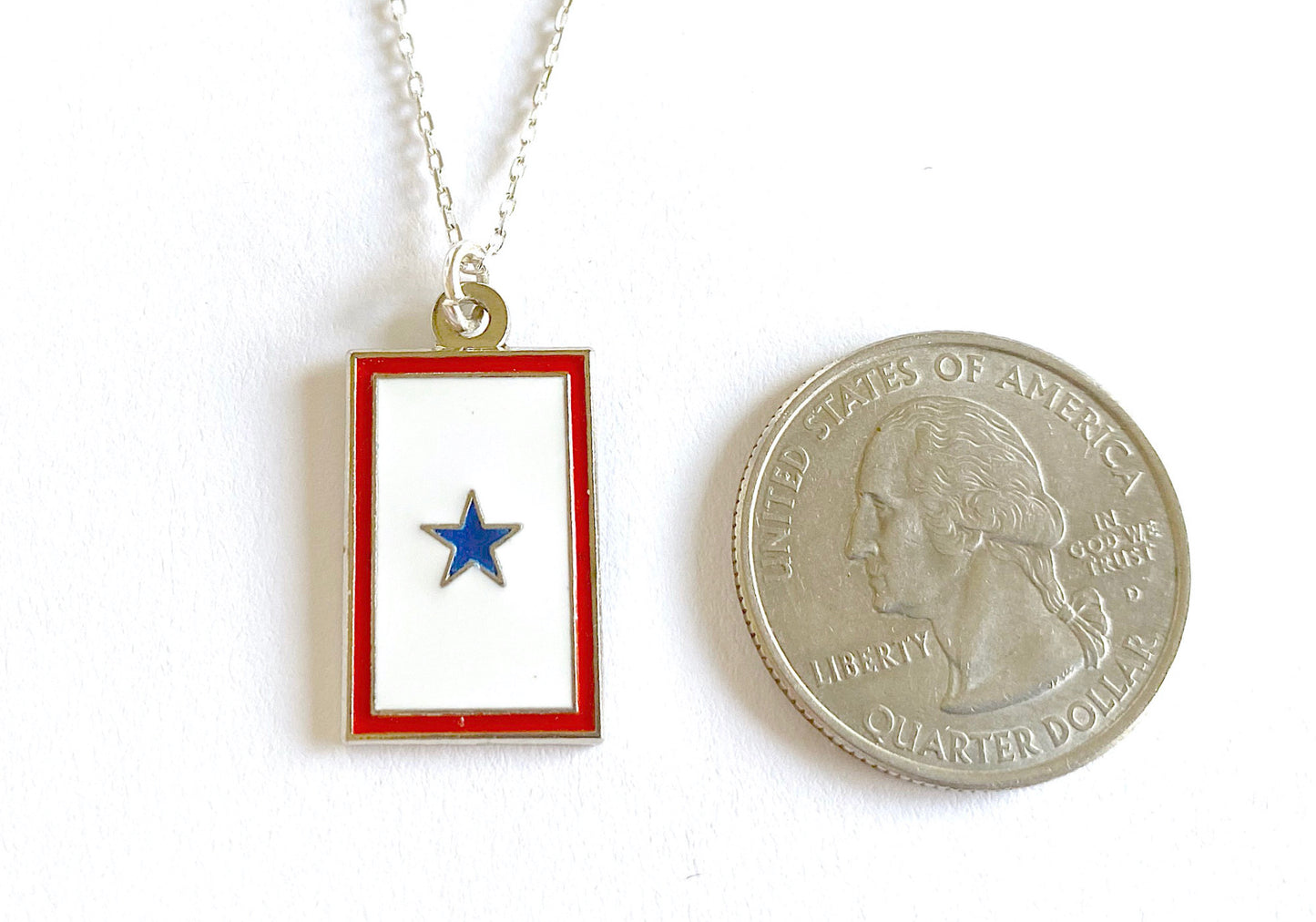 Blue Star (1 Star) Banner Charm Necklace