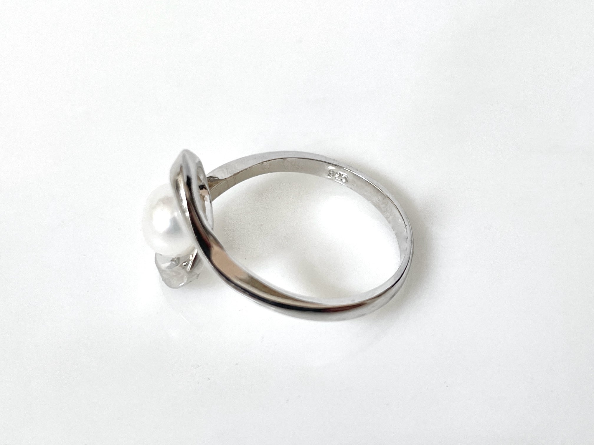 Swirl Sterling Silver Pearl Ring