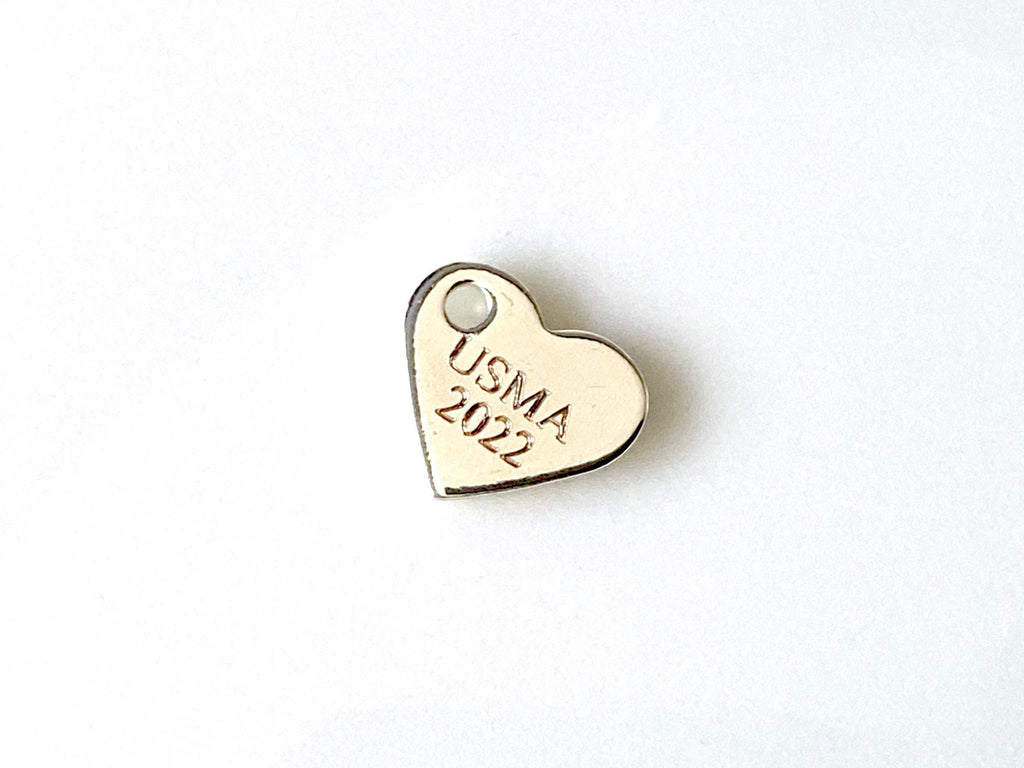 USMA Class of 2022 Engraved Heart in Silver Charm