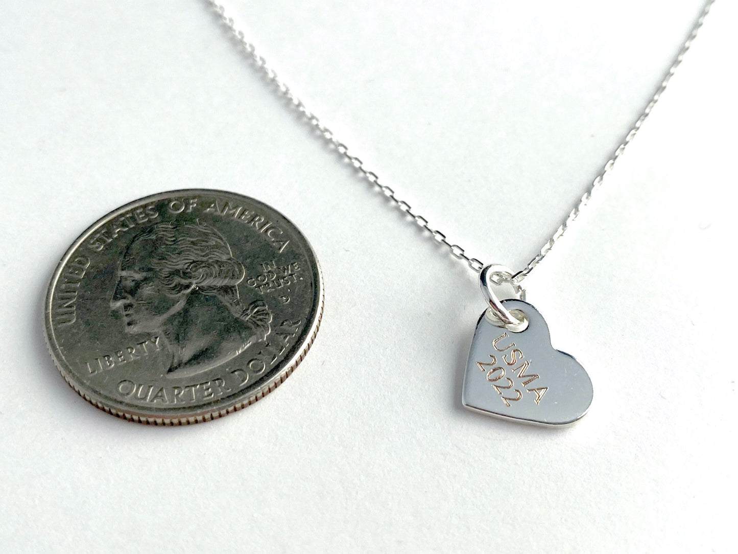 Jewelry Bar | USMA Class of 2022 Engraved Heart in Silver Charm