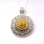 Legacy Collection | Button Necklace - Large Silver Rhinestone Pendant