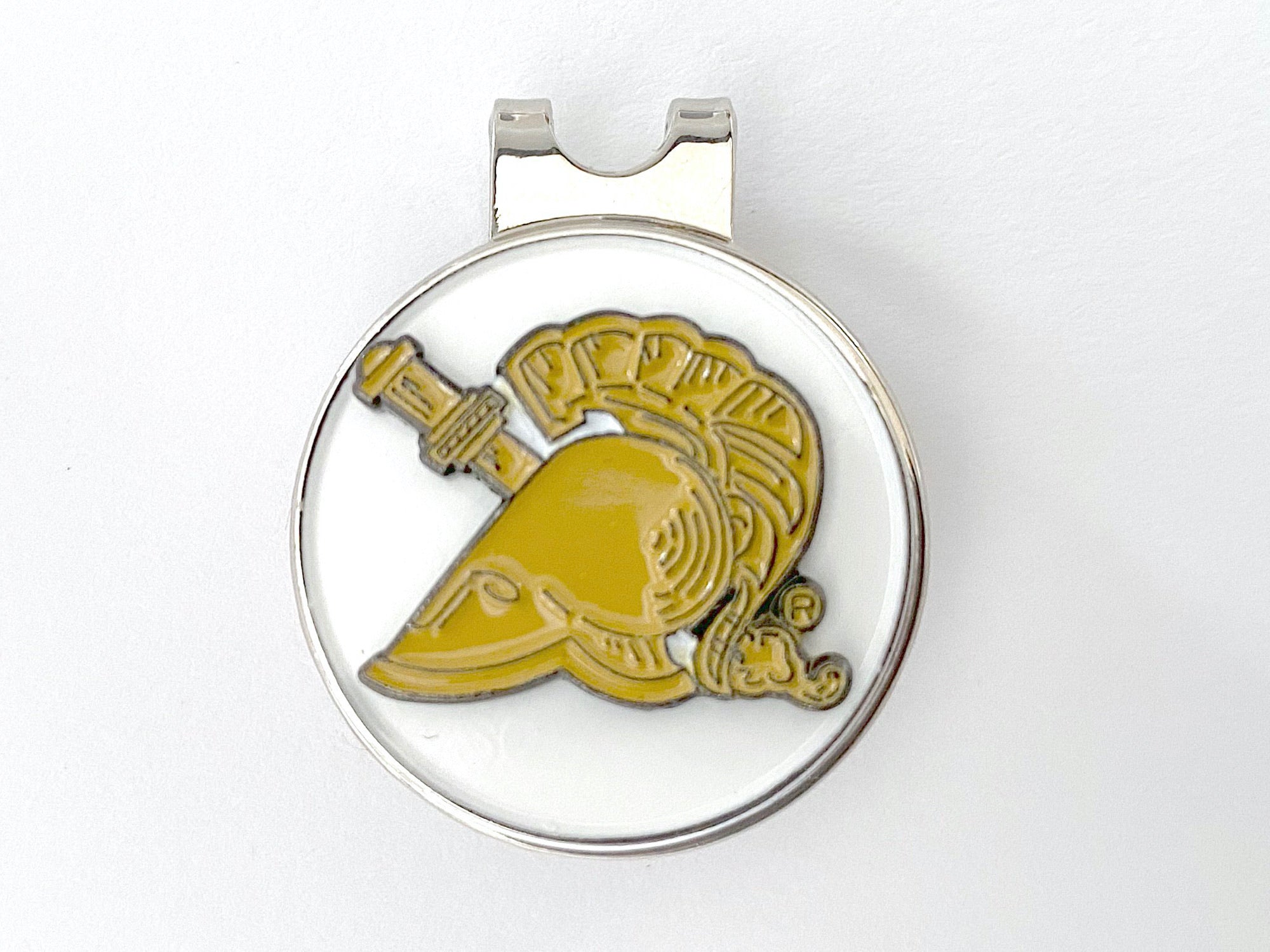 USMA Yellow Athena Helmet Golf Hat Clip and Ball Marker