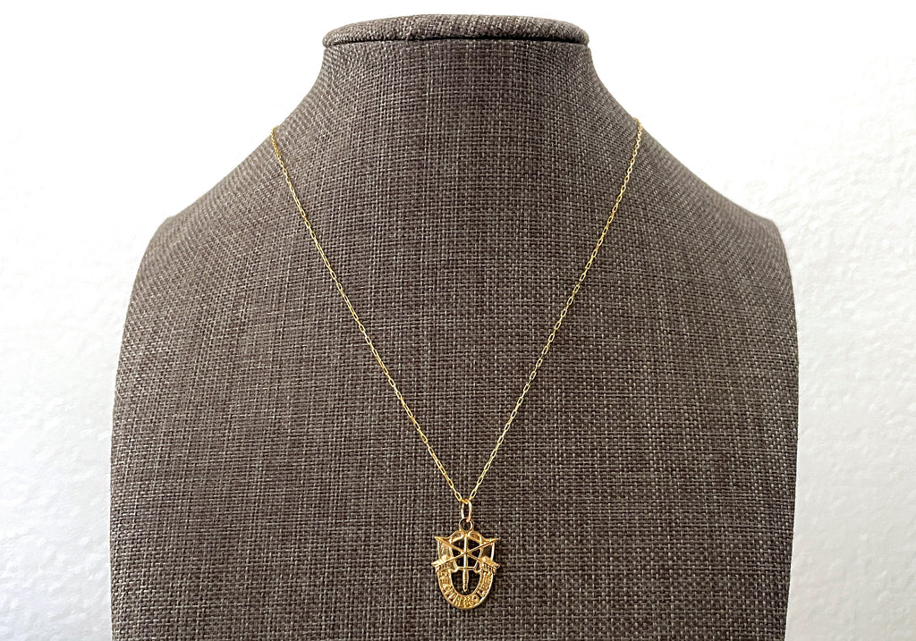 US Army Special Forces 'De Oppresso Liber' (DOL) Gold Charm Necklace