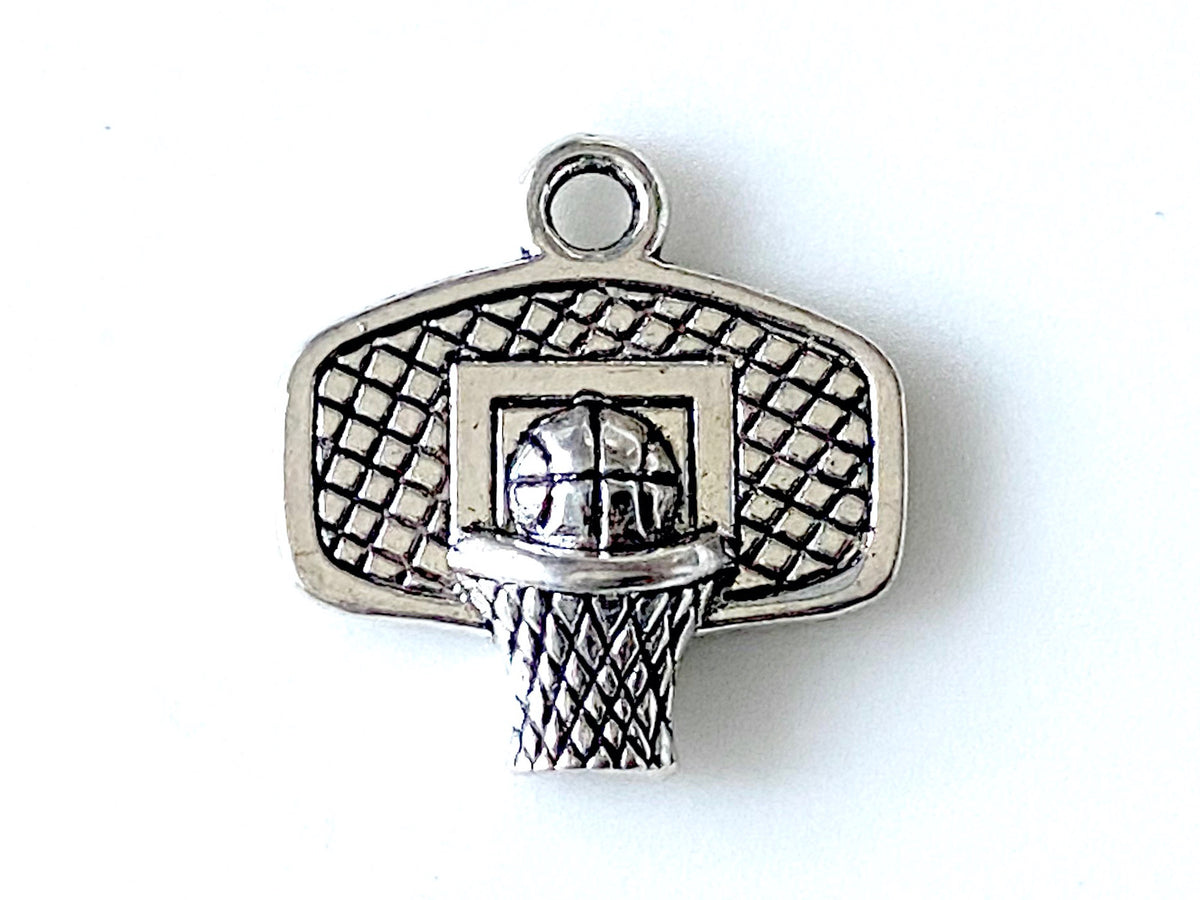 Basketball Hoop Pewter Charm