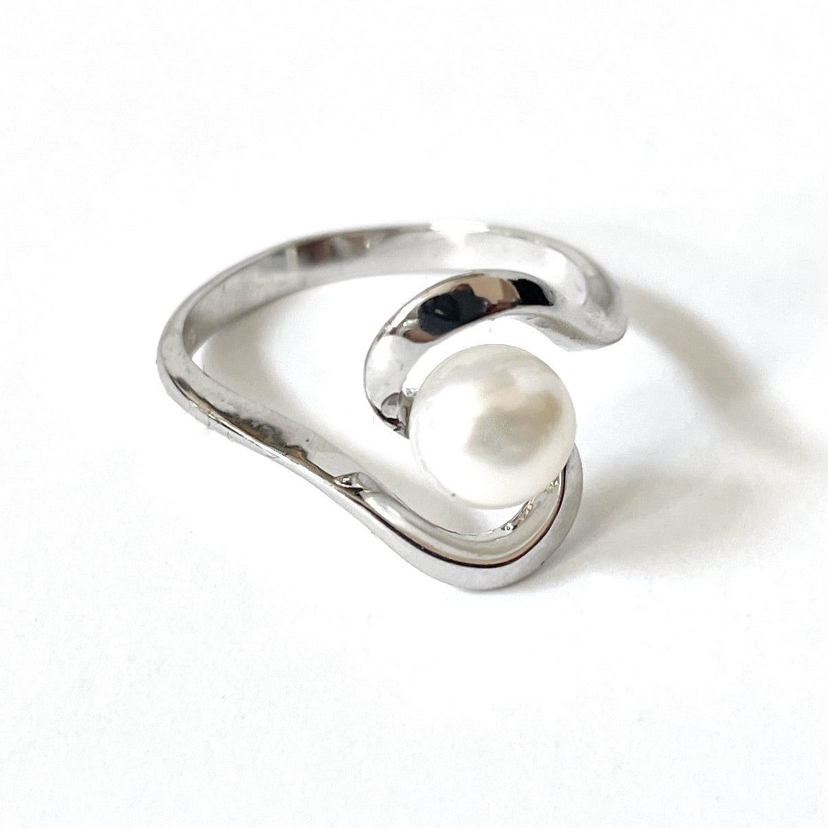 Swirl Sterling Silver Pearl Ring