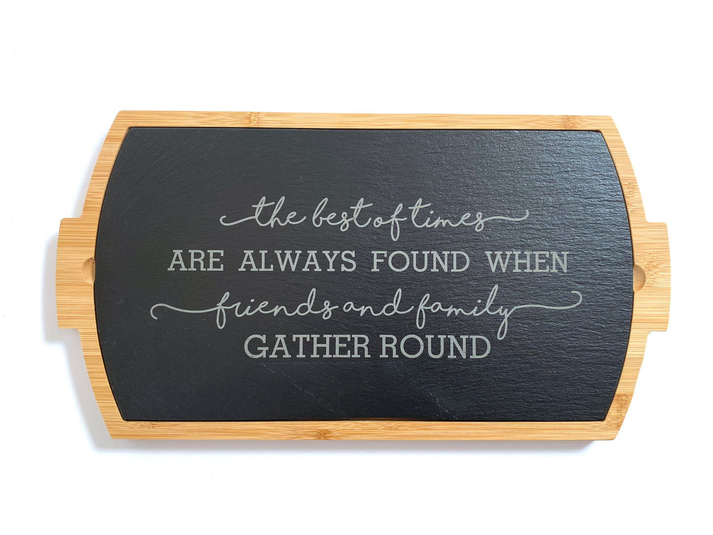 Gather Round Slate and Bamboo Serving Tray