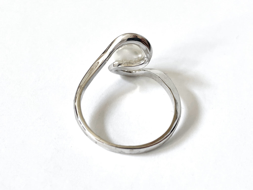 Swirl Sterling Silver Pearl Ring
