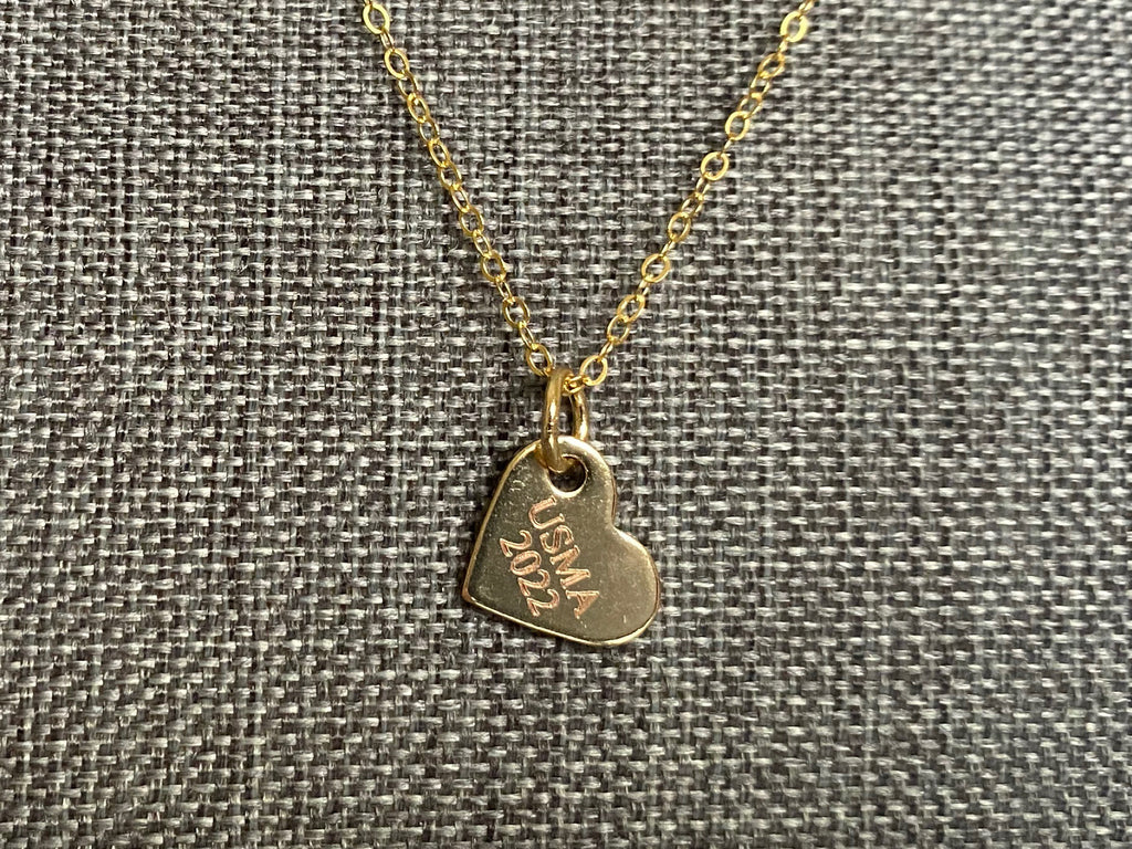 USMA Class of 2022 Gold Heart Charm Necklace BR526