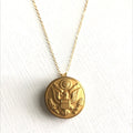 Vintage Army Button on Gold Necklace AG30