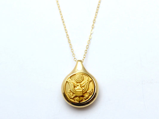 Army Button Sleek Gold Necklace