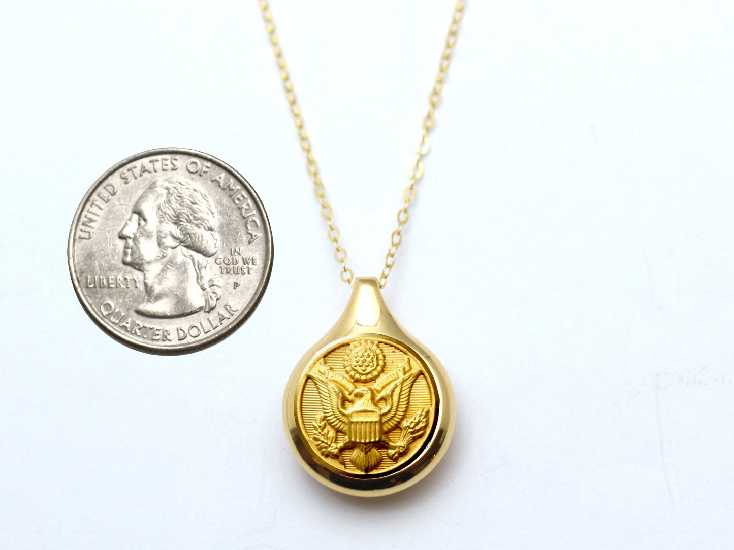 Army Button Sleek Gold Necklace