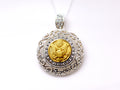 Army Button Necklace - Large Silver Rhinestone Pendant