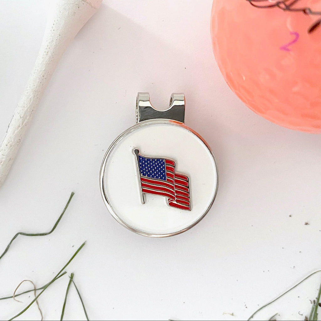American Flag Golf Hat Clip and Ball Marker