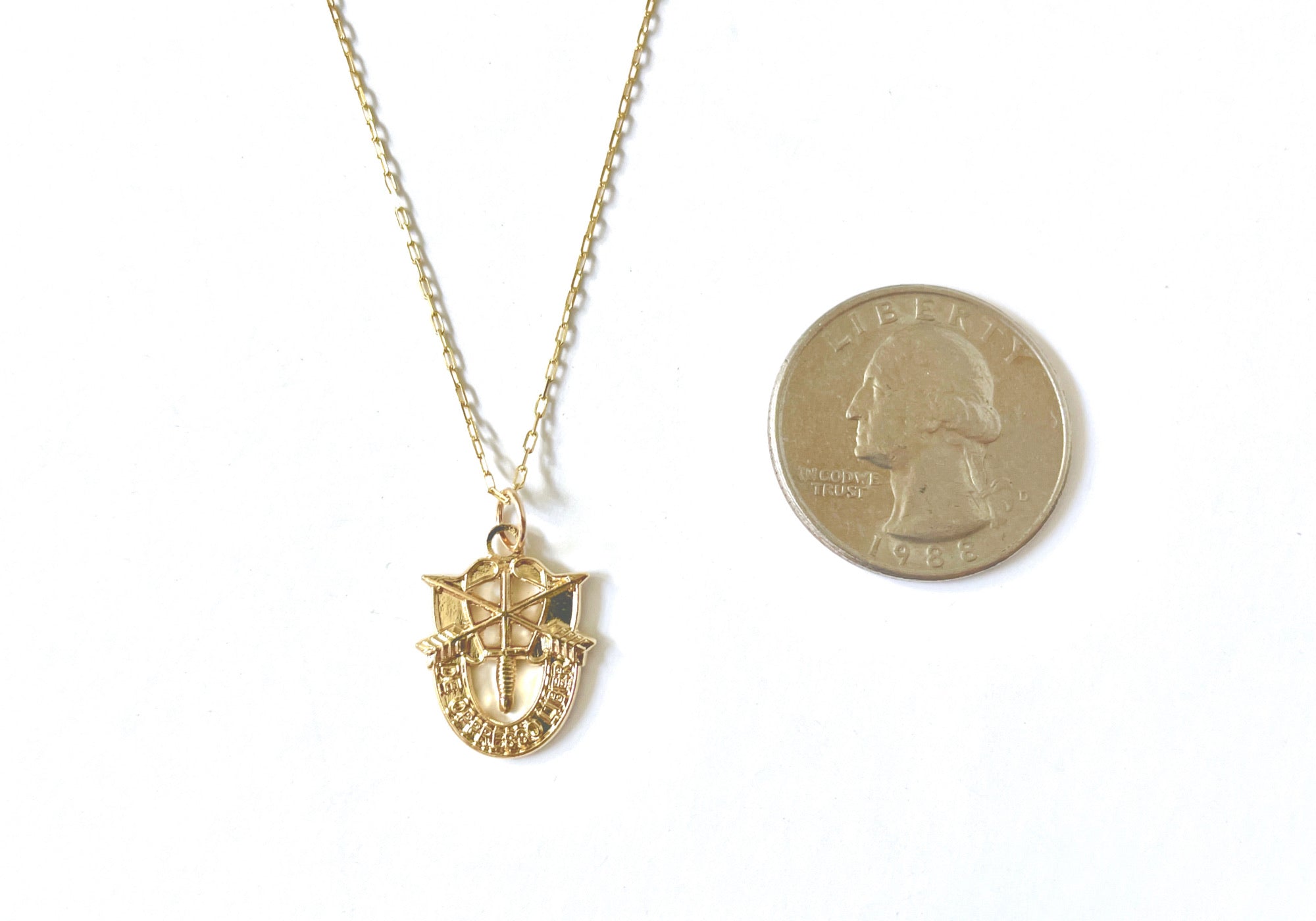 US Army Special Forces 'De Oppresso Liber' (DOL) Gold Charm Necklace