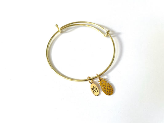 Pineapple Gold Bangle Bracelet